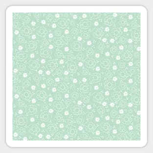 Mint and White Botanical Pattern Sticker